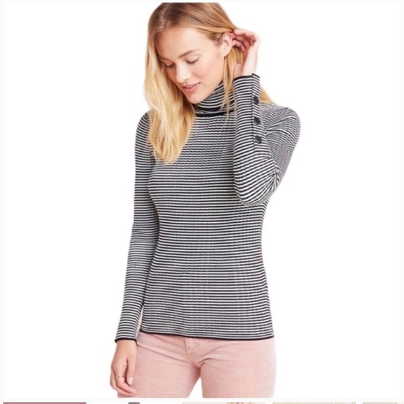 ANTHROPOLOGIE BUTTON SLEEVE TURTLENECK - Picture 3 of 4